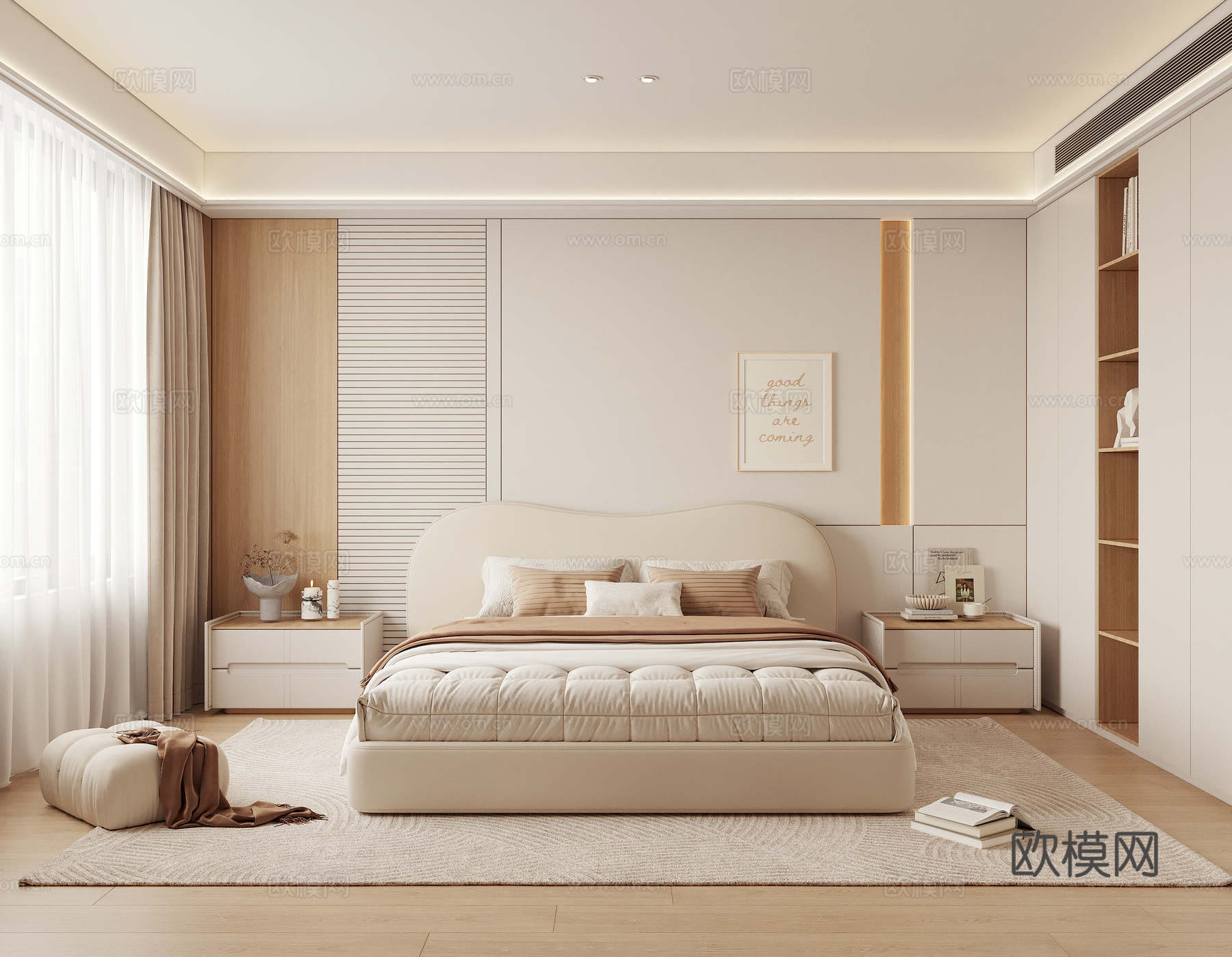 现代奶油风卧室 主卧次卧 儿童房3d模型