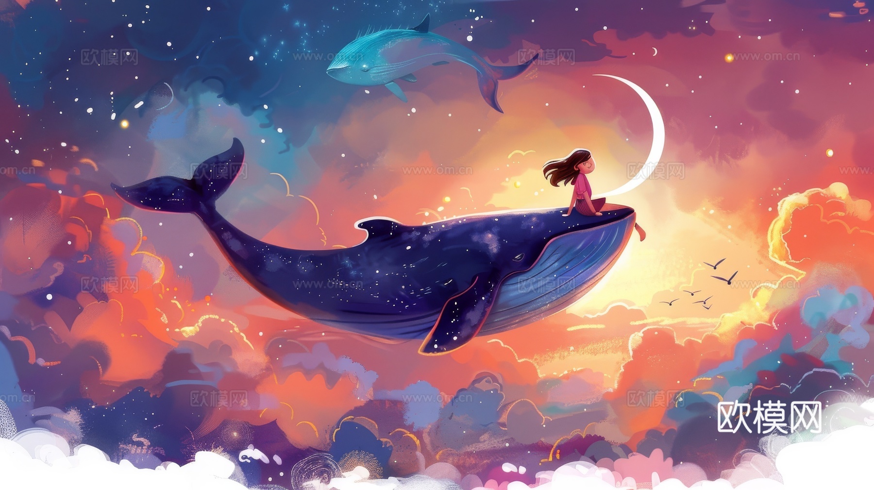 儿童房卡通壁纸壁画下载（渲染图3）