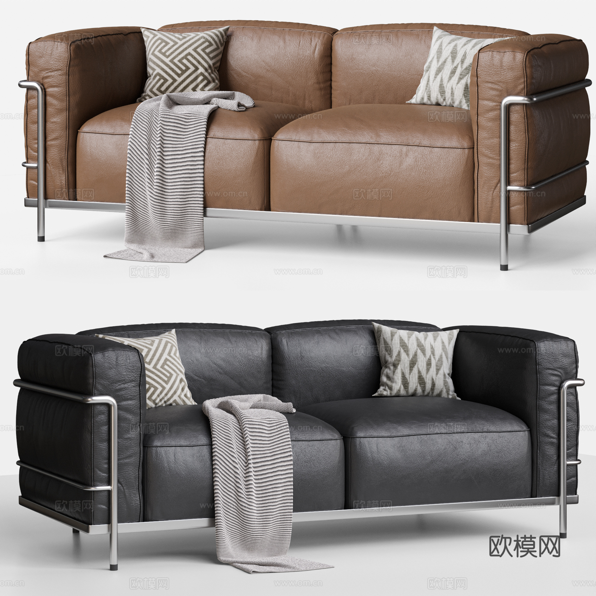 CASSINA 现代双人沙发 柯布西耶沙发 皮沙发 包豪斯沙3d模型