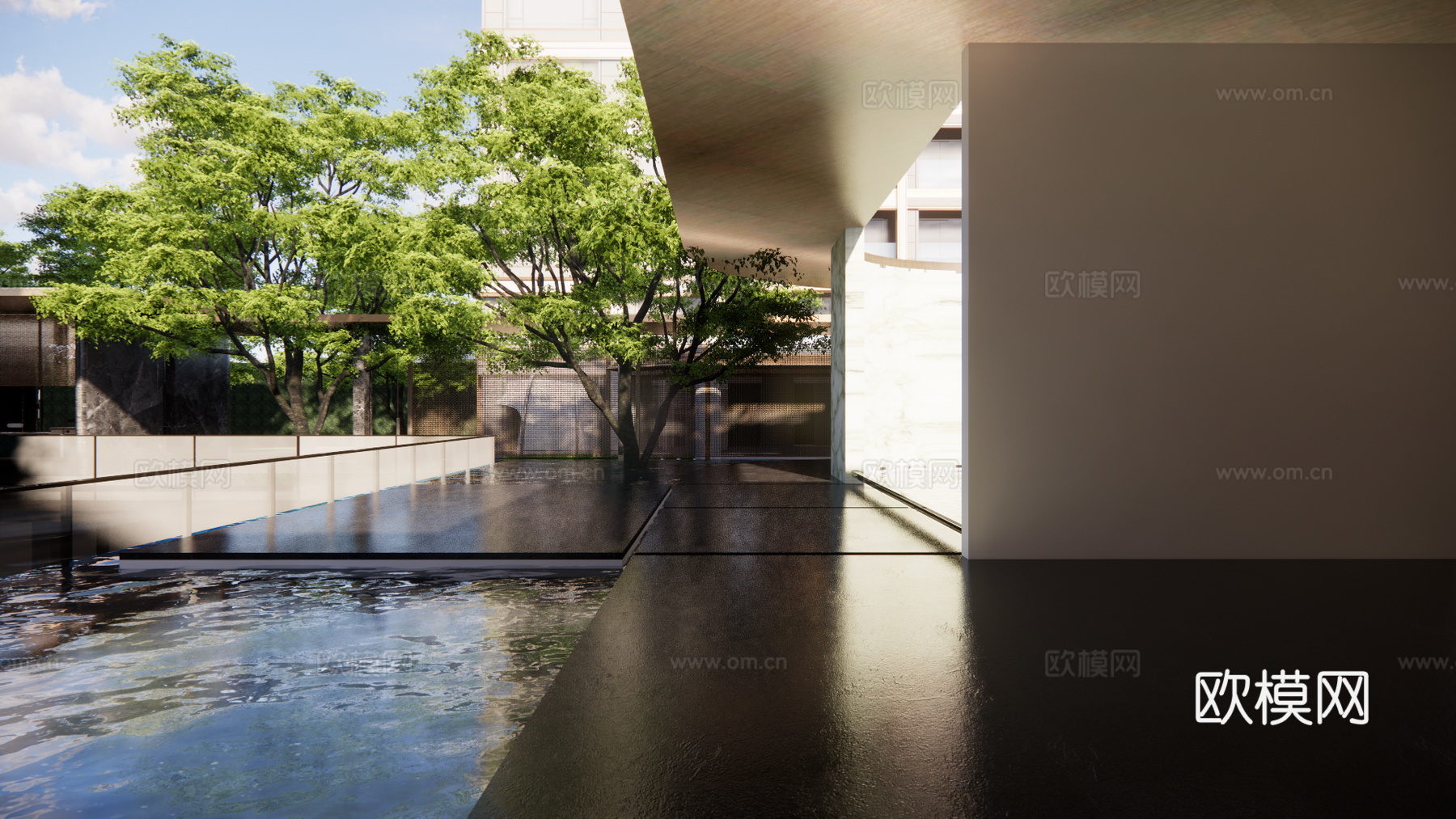 现代精品住宅示范区景观su模型