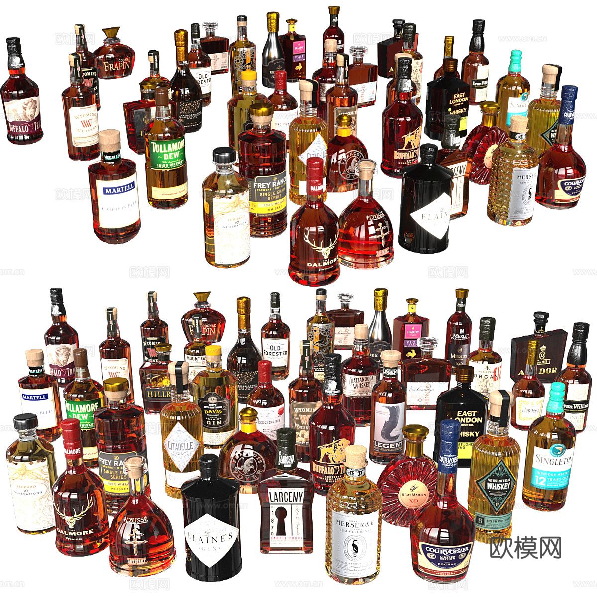 威士忌 干邑白兰地 酒水 酒瓶3d模型
