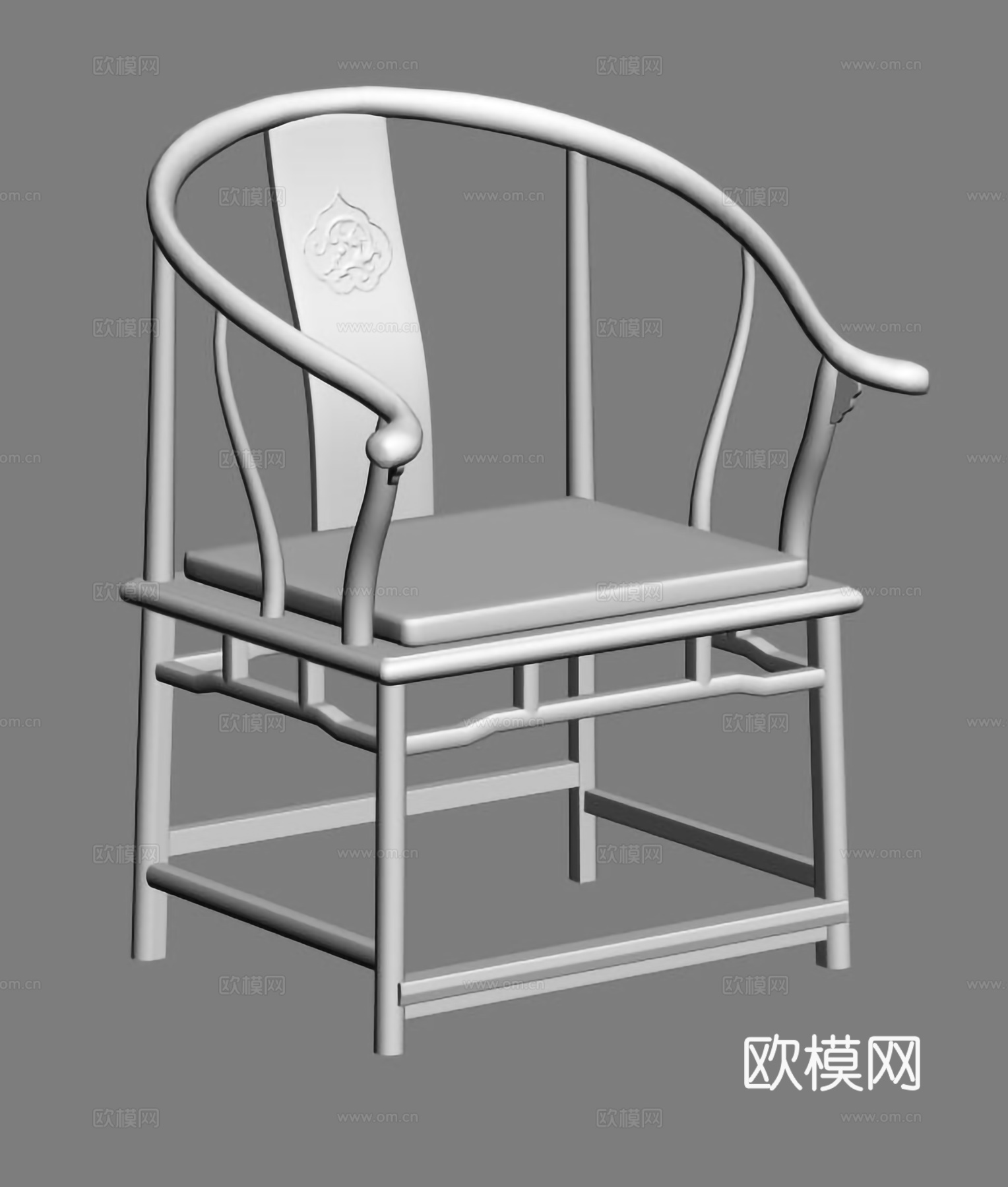 中式茶台椅 新中式扶手椅 圈椅 实木红木3d模型