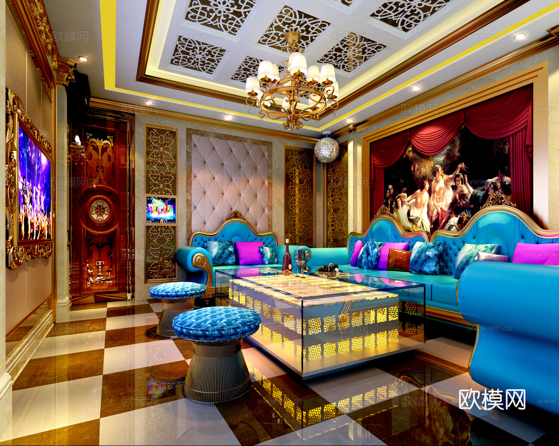 后现代KTV 火吧 包厢3d模型