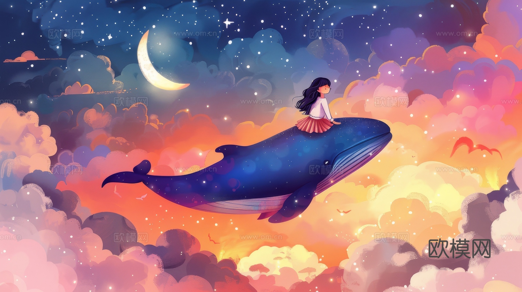 儿童房卡通壁纸壁画下载（渲染图4）