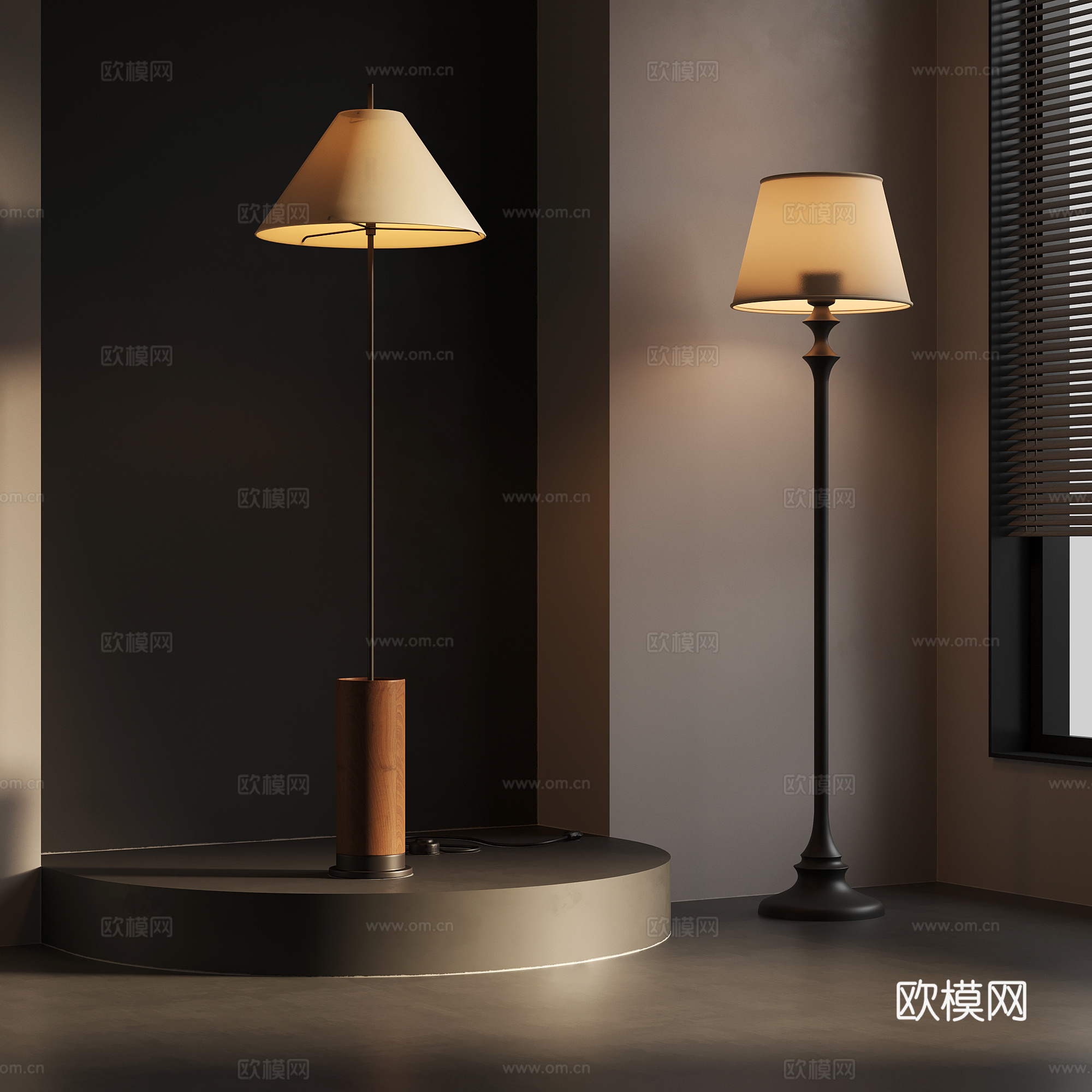 落地灯 中古风落地灯su模型