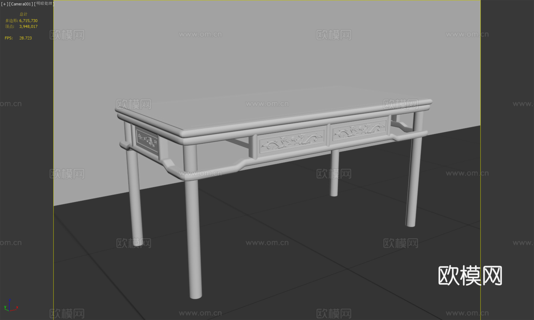 中式茶桌 实木红木3d模型