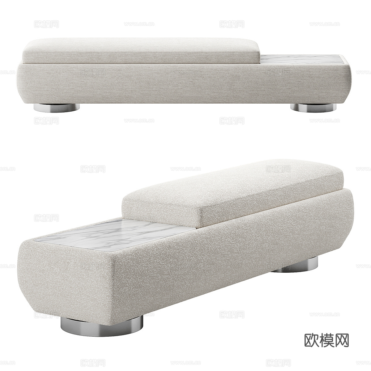 现代意式布艺长凳3d模型