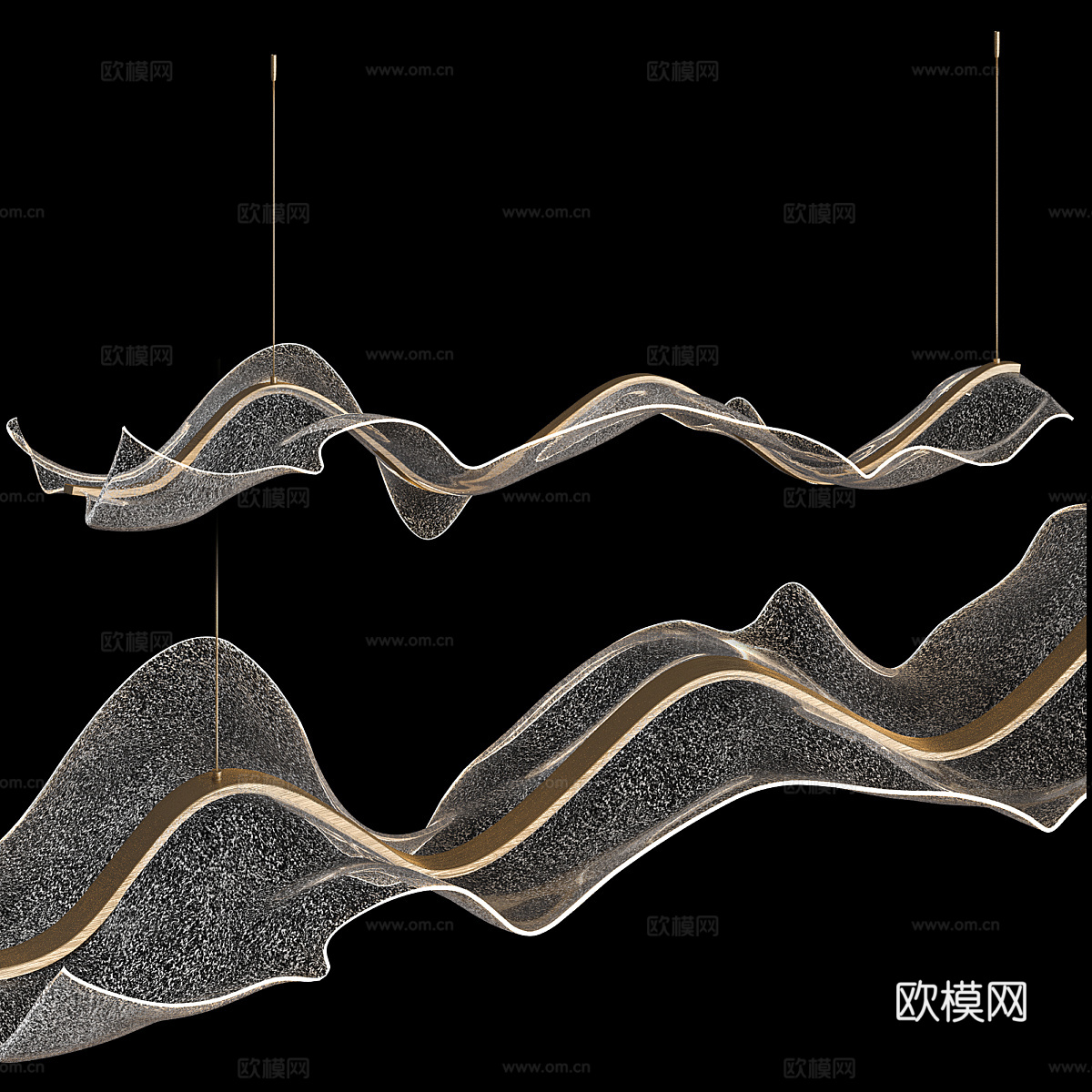 新中式轻奢工艺吊灯3d模型