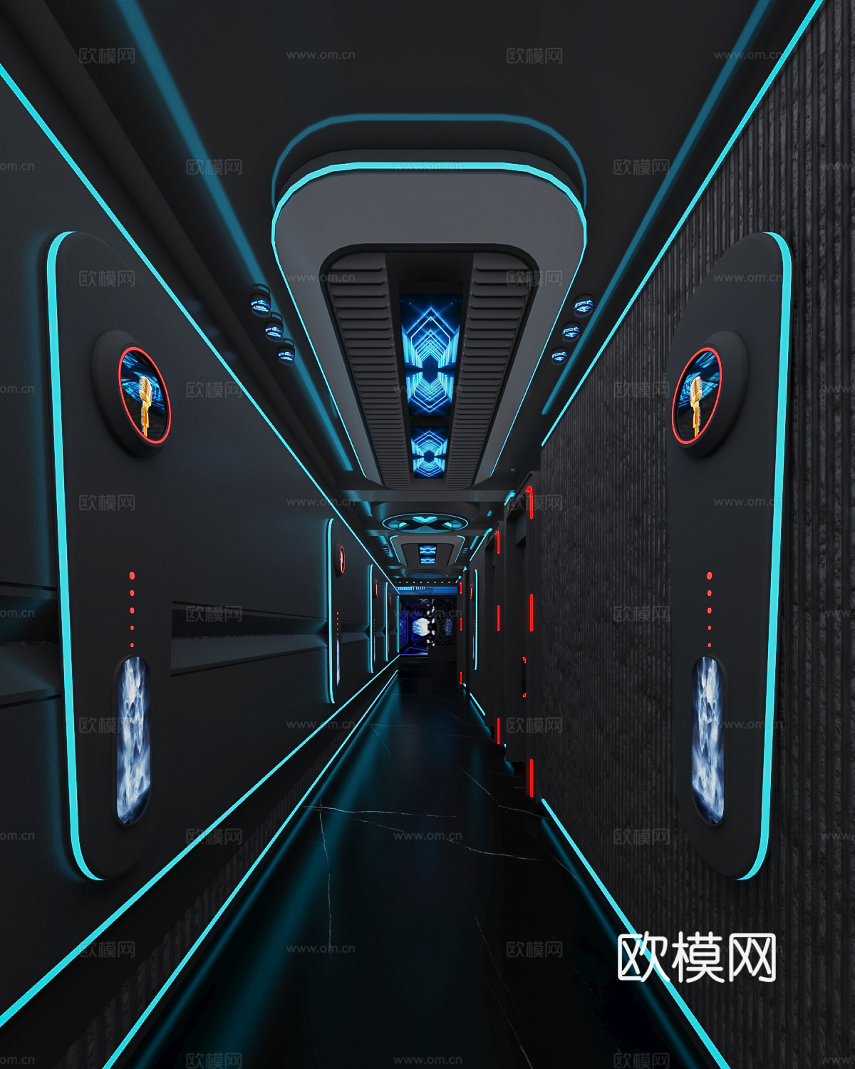 现代KTV大厅过道3d模型