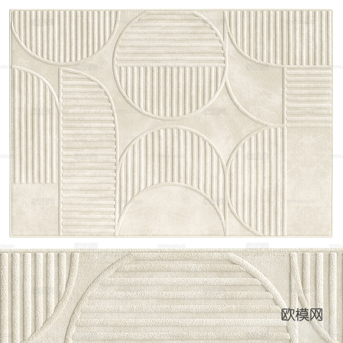 现代奶油风布艺地毯3d模型
