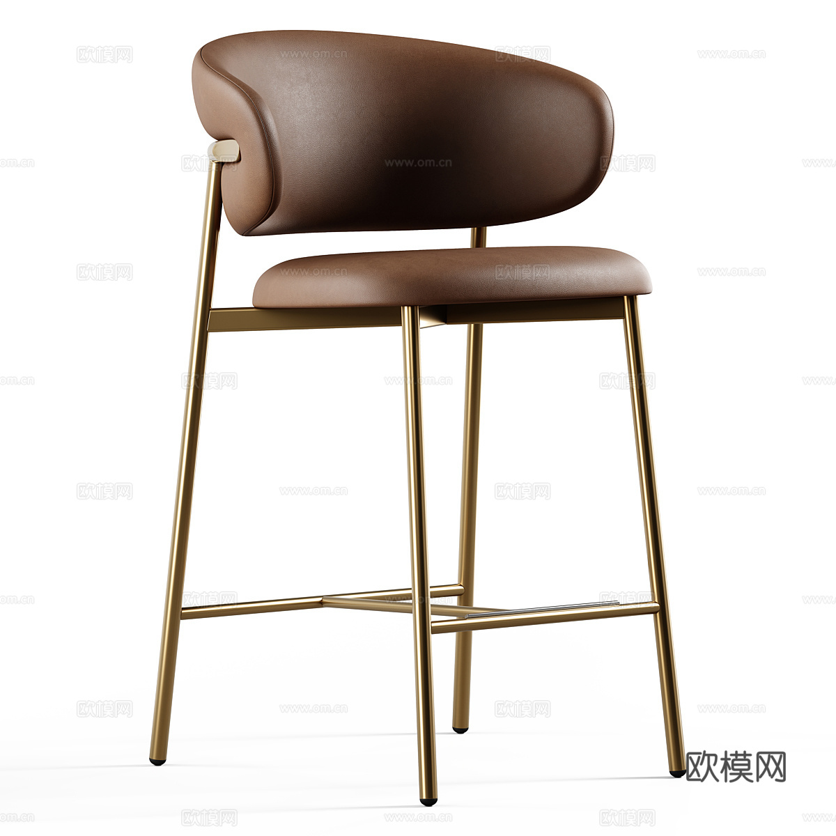 现代意式皮革吧台椅3d模型