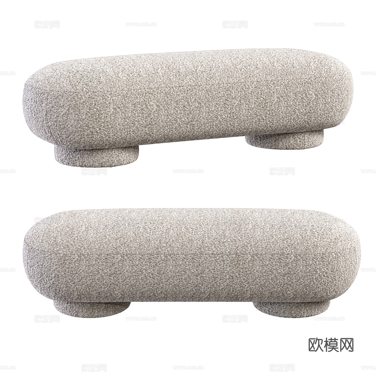 现代奶油风 Munro 布料长凳3d模型