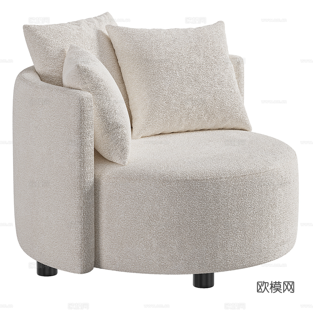 现代奶油风布艺沙发椅3d模型