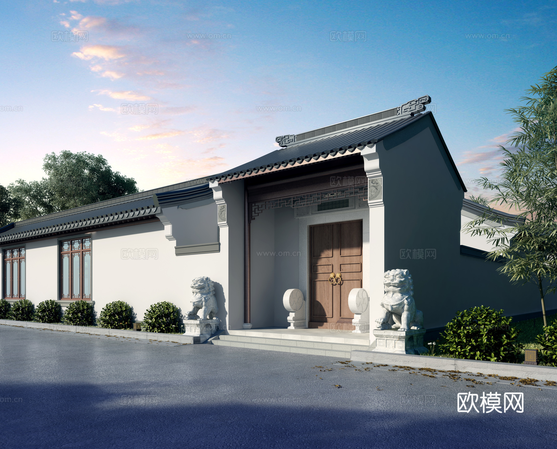 中式四合院大门3d模型