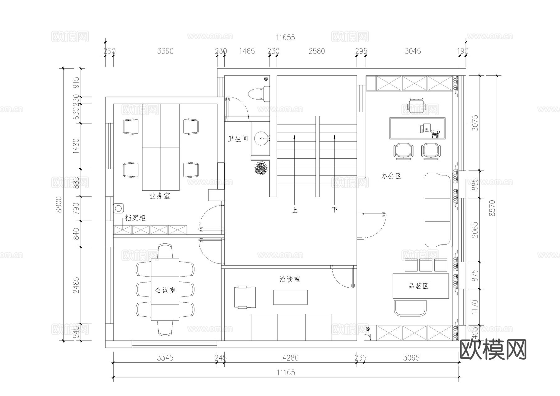 办公室改造平面布置图cad施工图