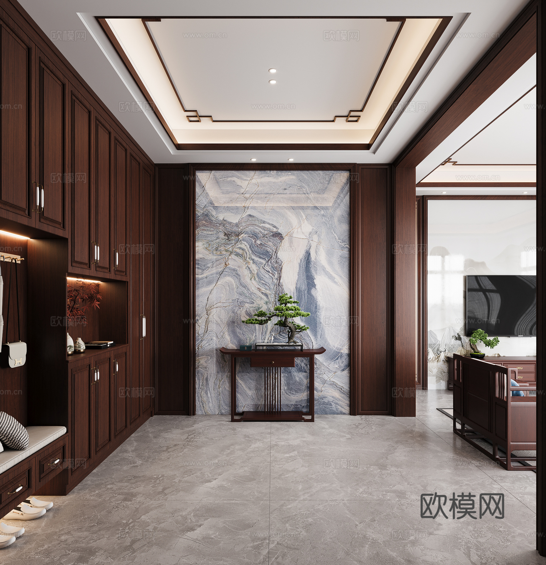 新中式门厅3d模型