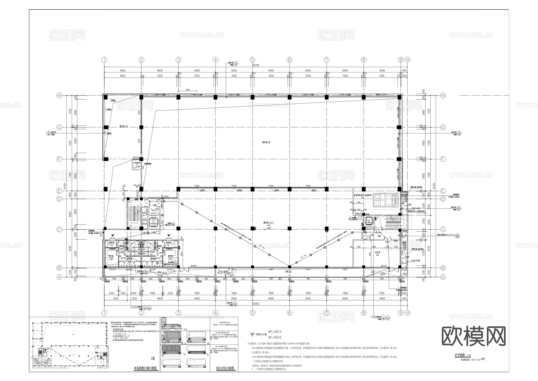全民健身中心建筑施工图cad施工图