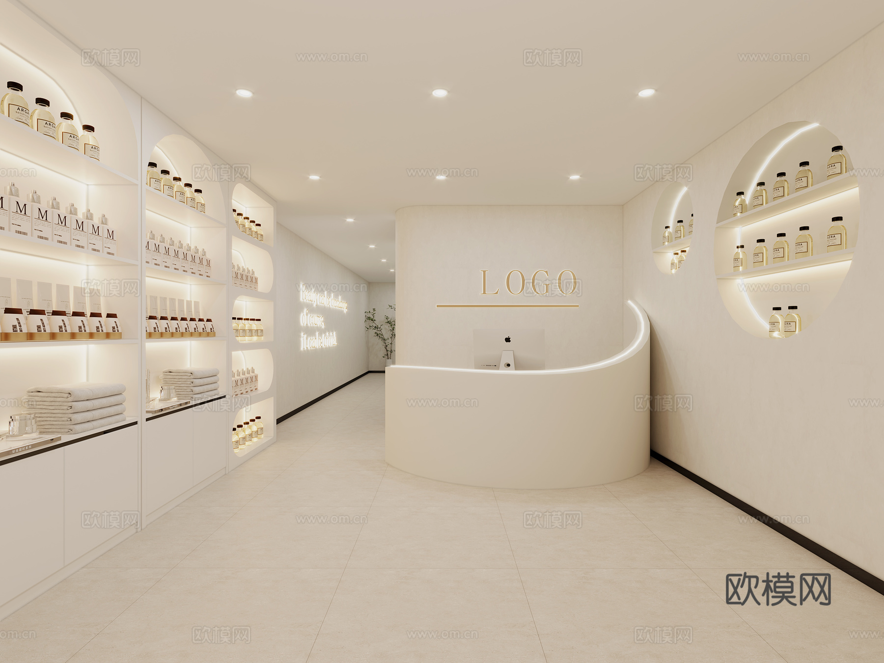 美容院前台 现代美容院 展示柜3d模型