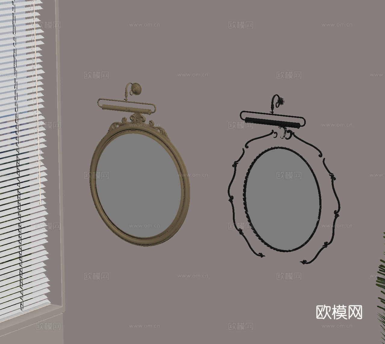 化妆镜 镜子 墙壁镜su模型