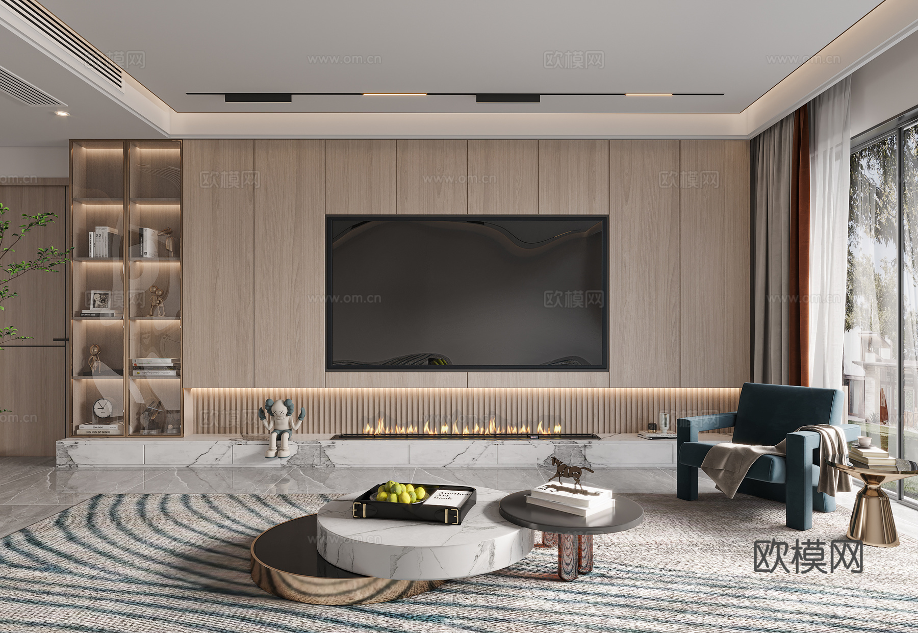 电视背景 摆件 柜子3d模型