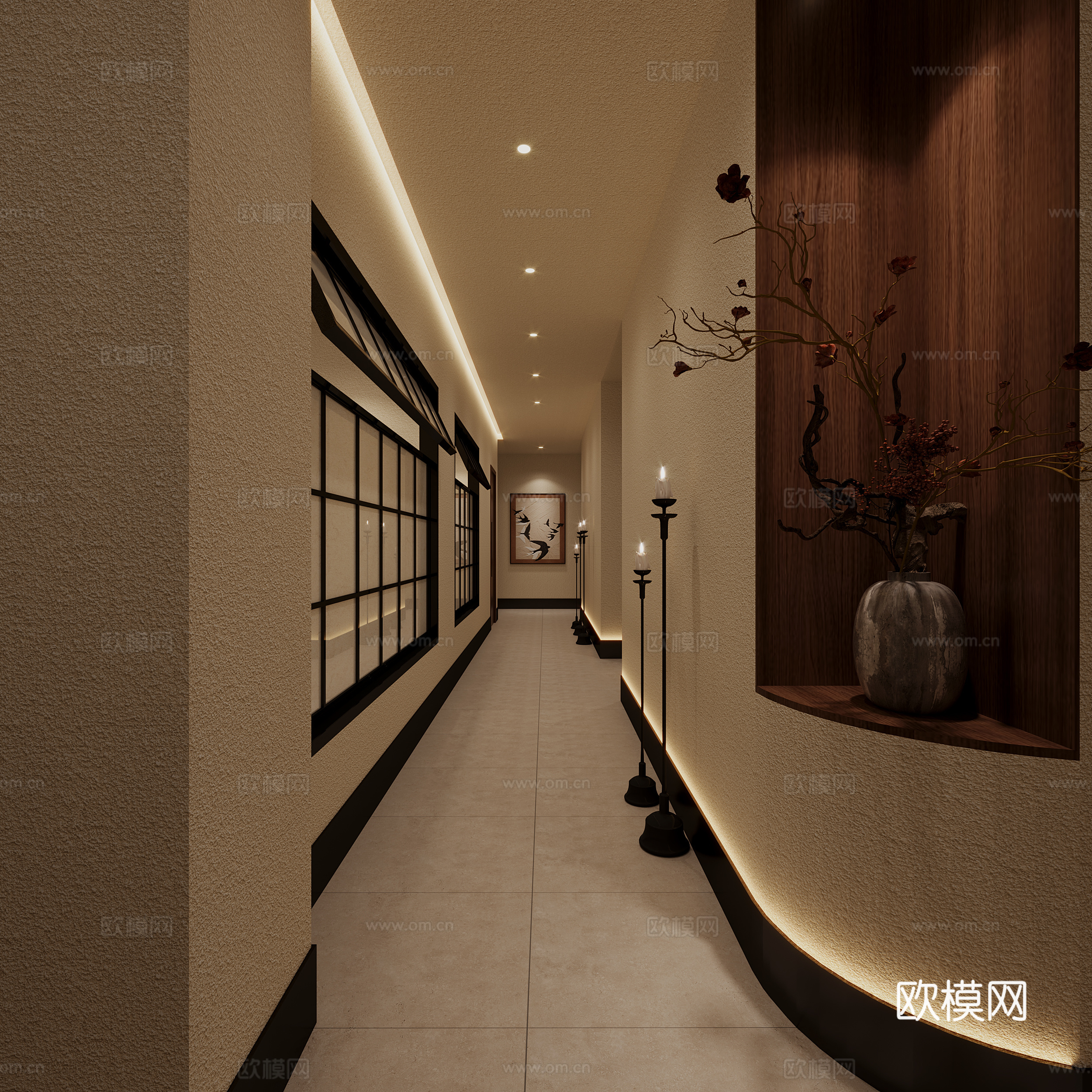 中式土菜馆 前台  楼梯端景 收银台3d模型