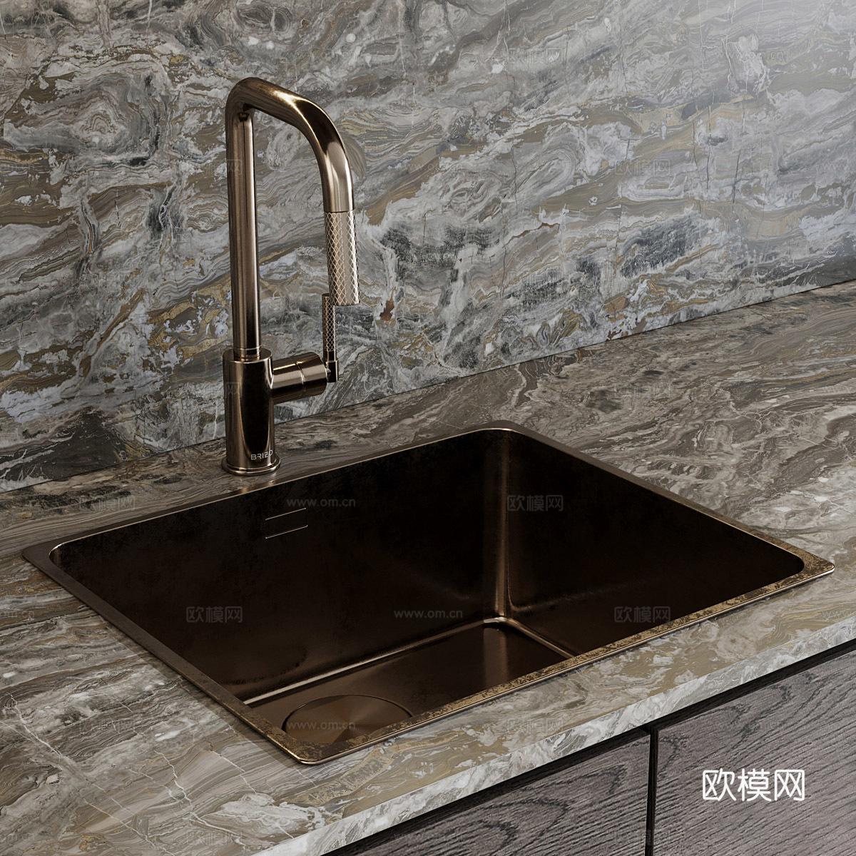 现代轻奢橱柜3d模型