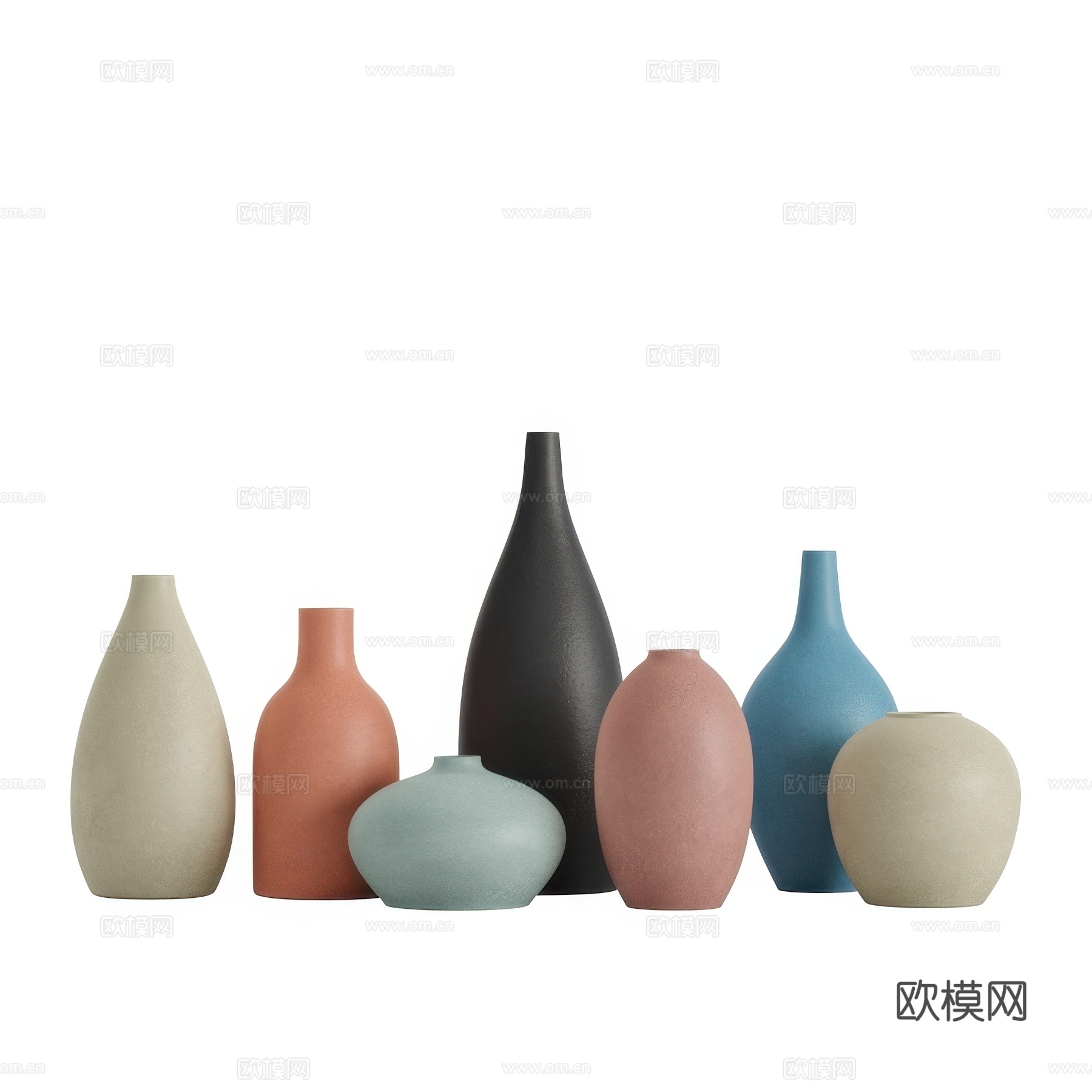 现代极简陶罐花瓶3d模型