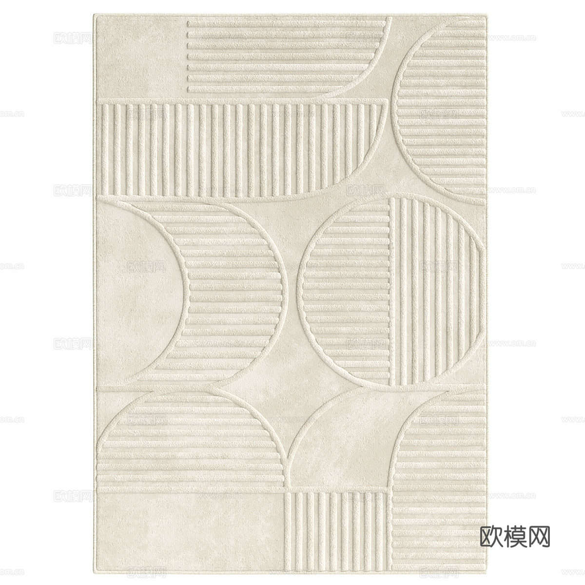 现代奶油风布艺地毯3d模型