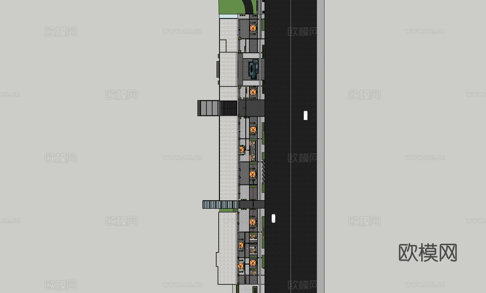 现代商业街步行街商场su模型