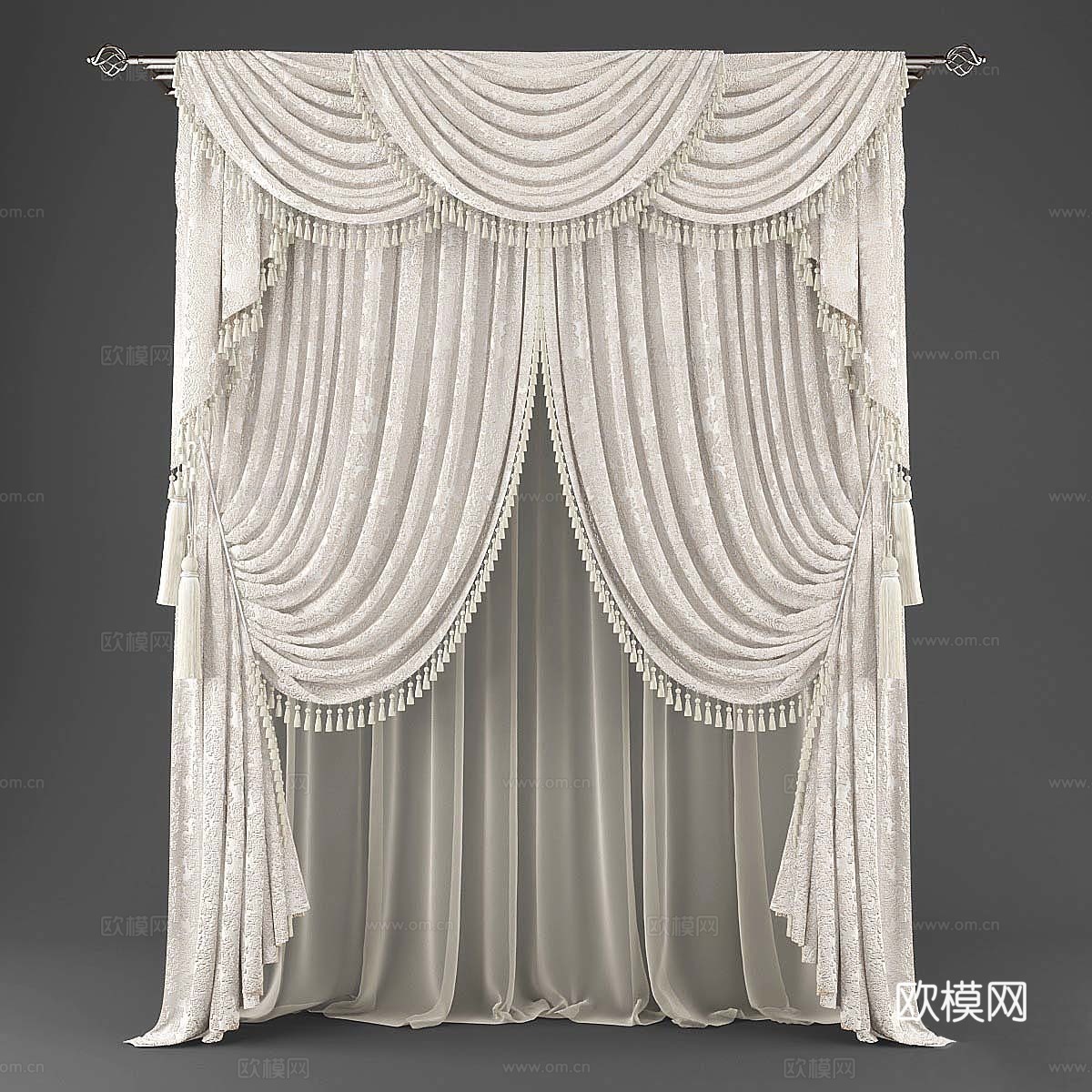 欧式布艺窗帘3d模型