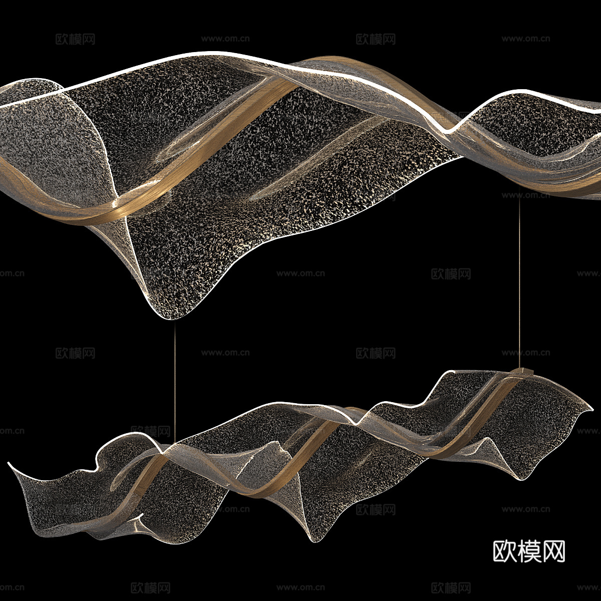 新中式轻奢工艺吊灯3d模型