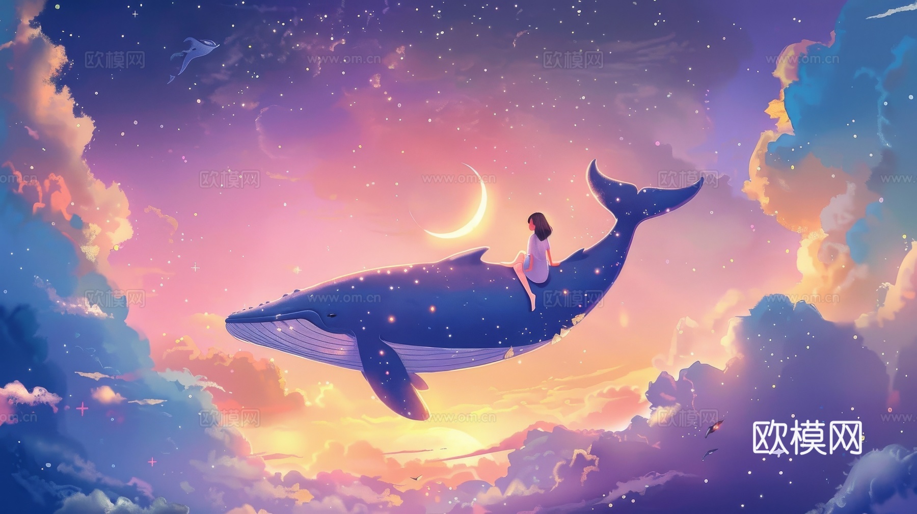 儿童房卡通壁纸壁画下载（渲染图4）