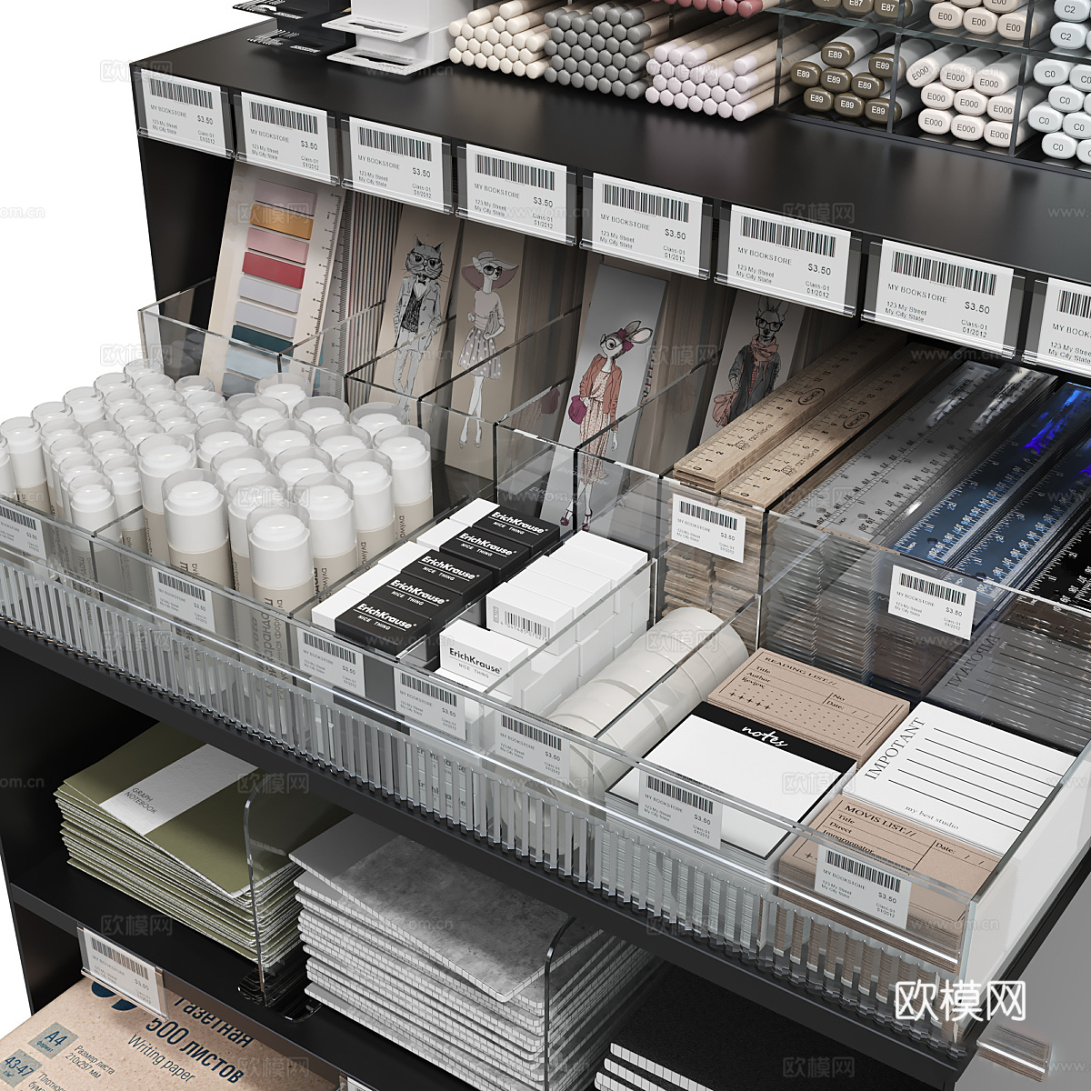 文具柜 文具 文具店3d模型