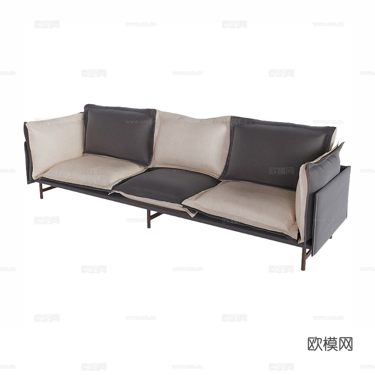 三人沙发3d模型
