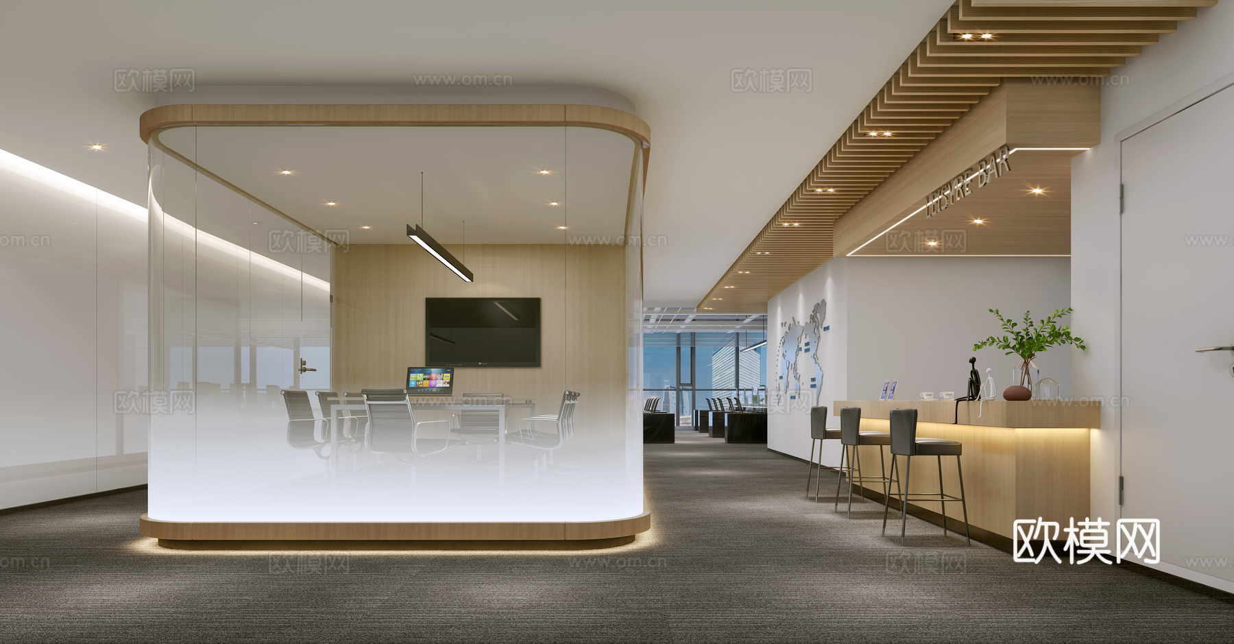 现代办公休闲区3d模型