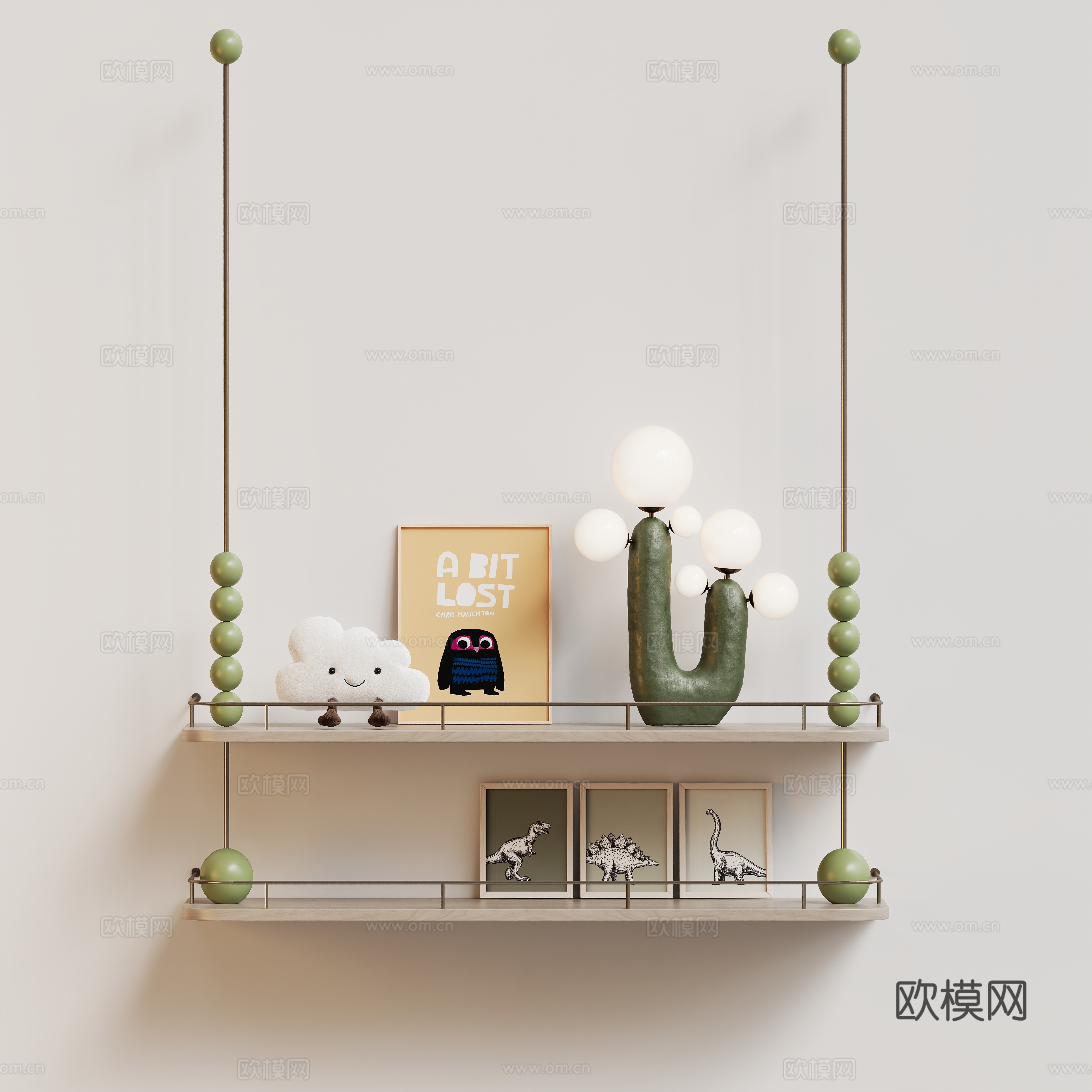 现代儿童吊架书柜3d模型