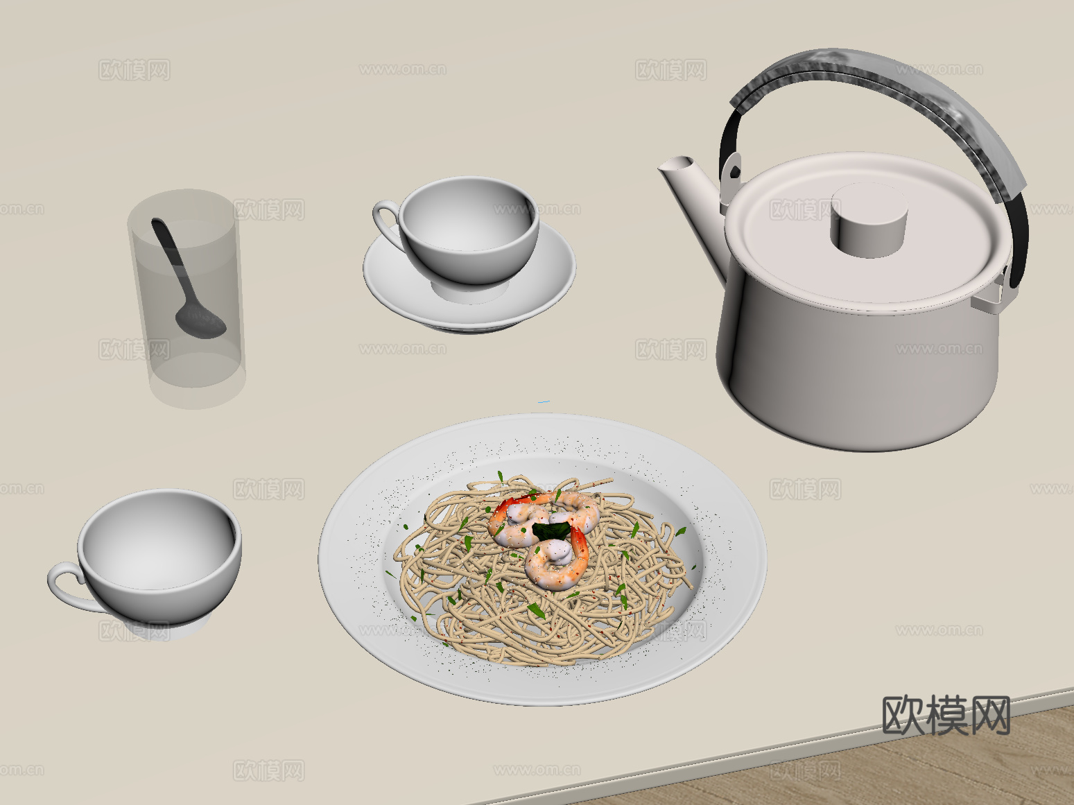 餐具 现代餐具 食物 杯子su模型