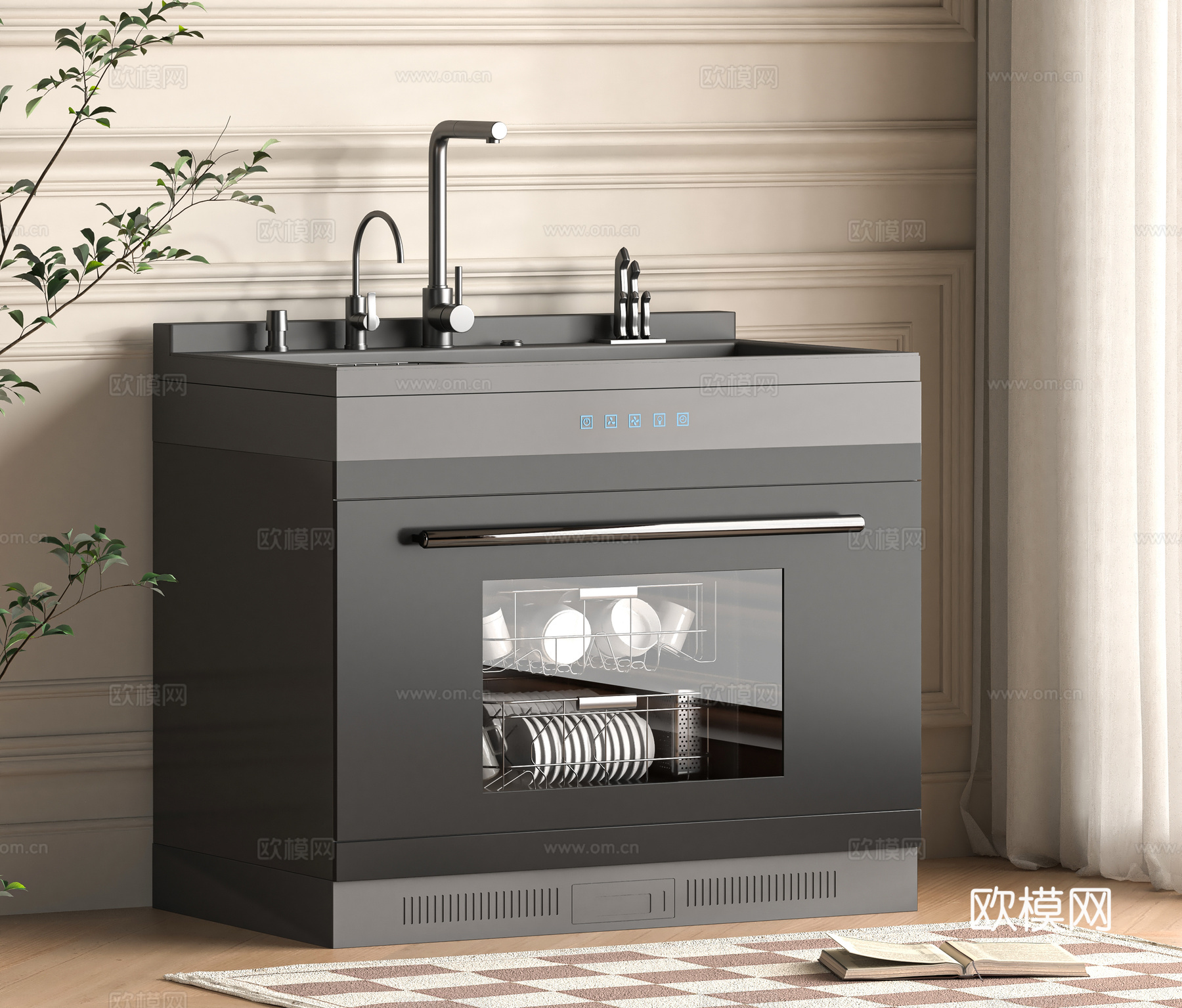 现代洗碗机3d模型