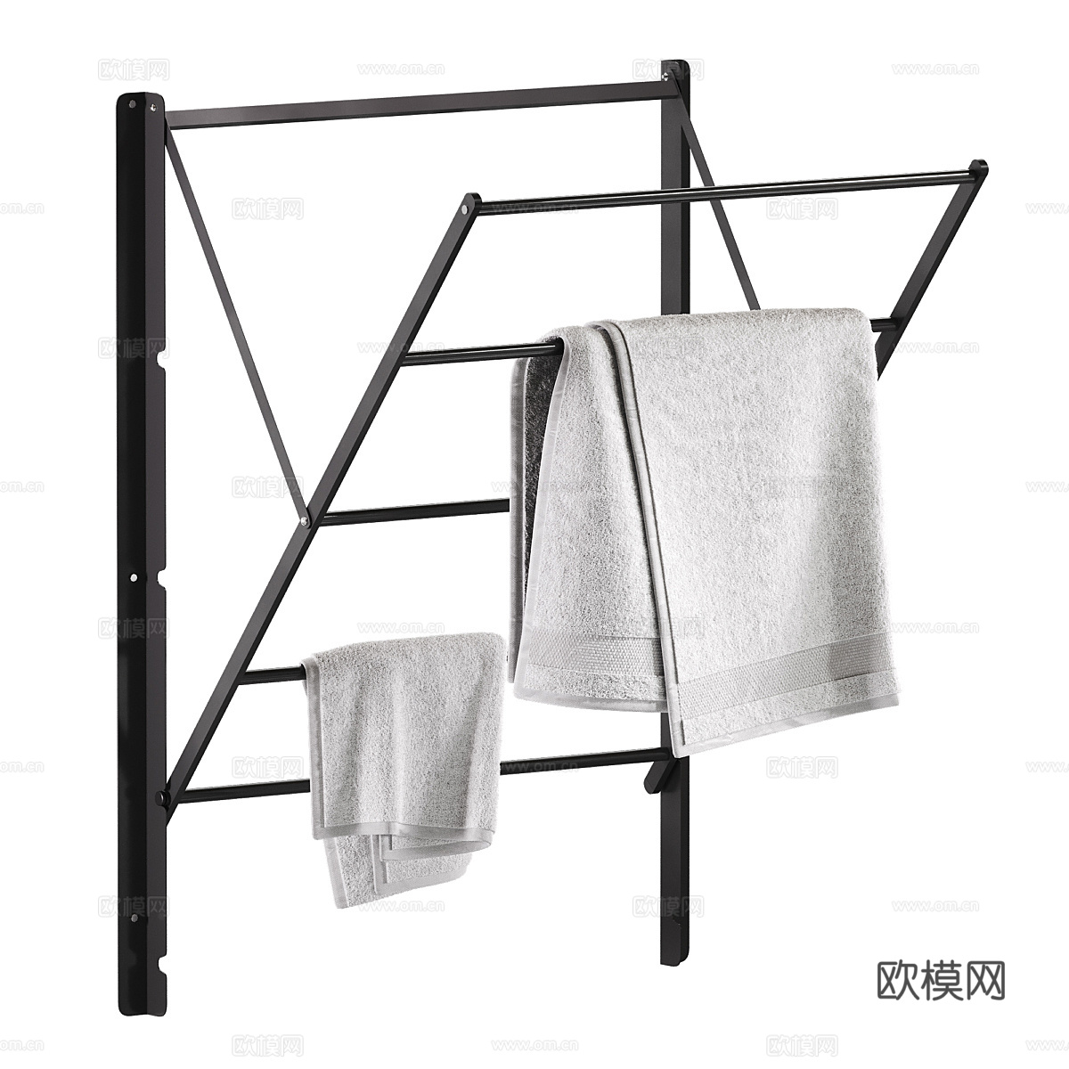 现代极简壁挂式折叠晾衣架3d模型