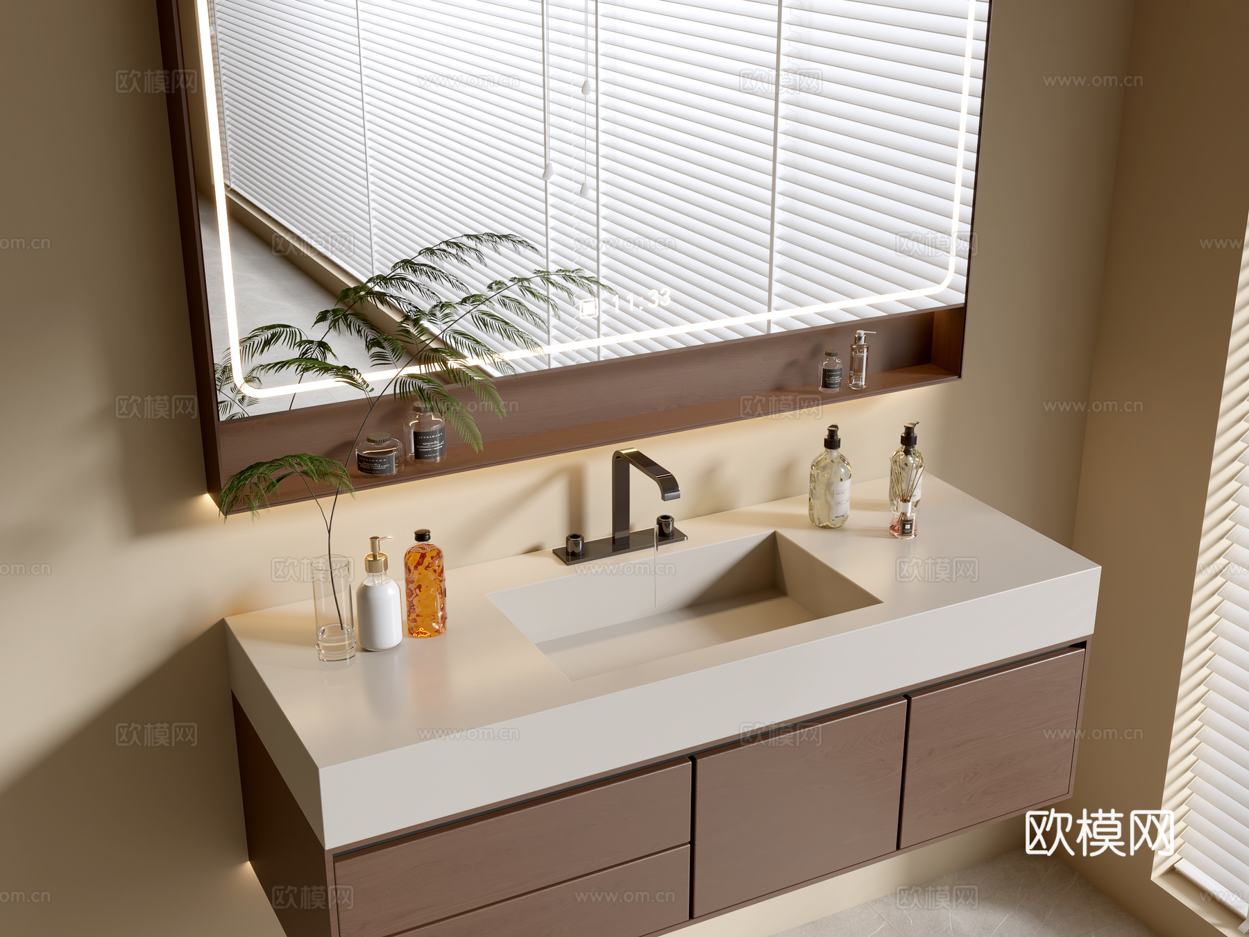 现代浴室柜 浴室台盆 浴室摆件3d模型下载