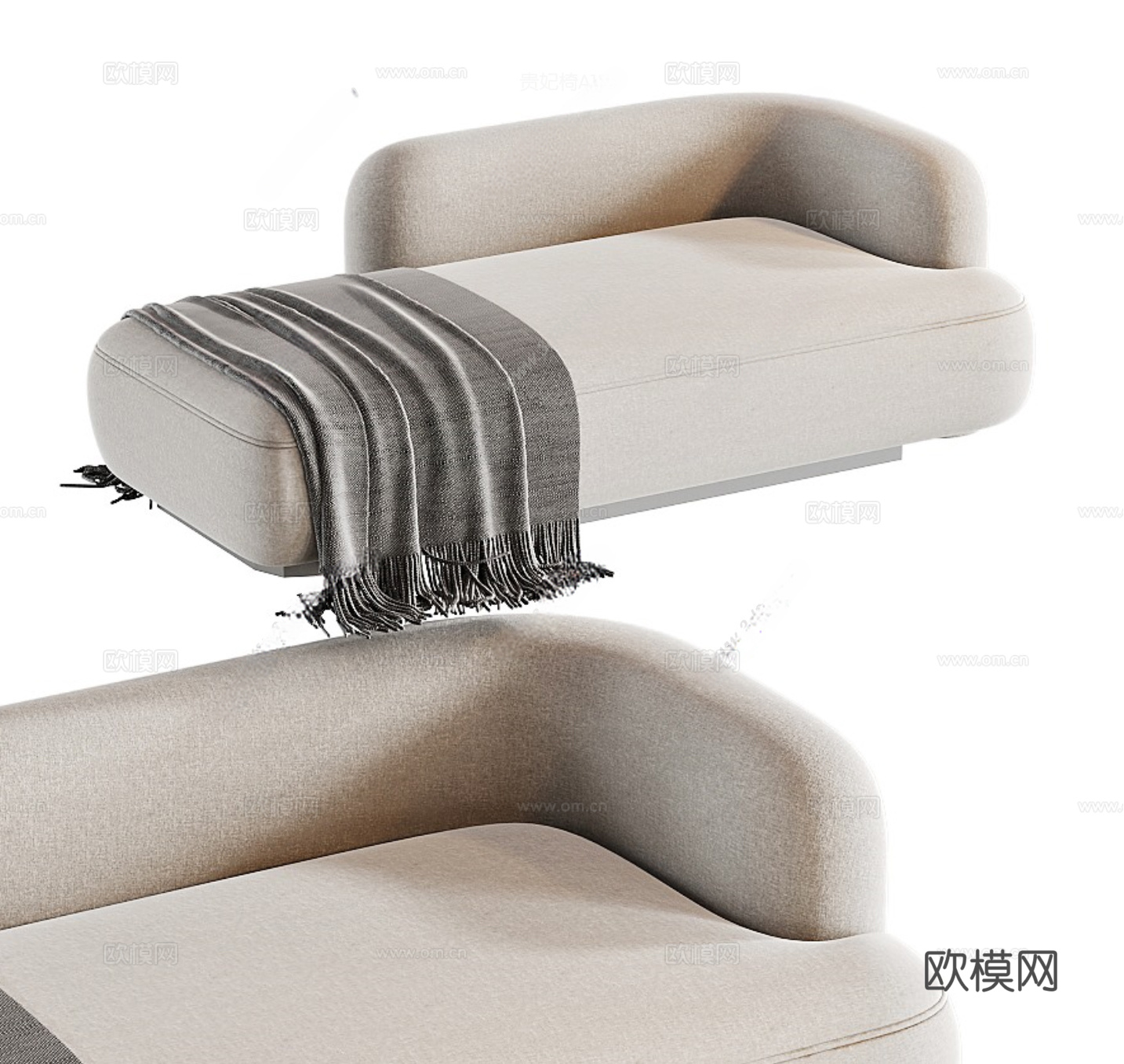 现代贵妃椅 沙发凳su模型