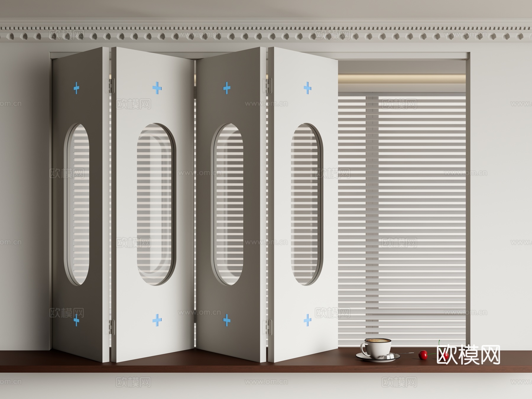 法式折叠窗 推拉窗 百叶帘3d模型