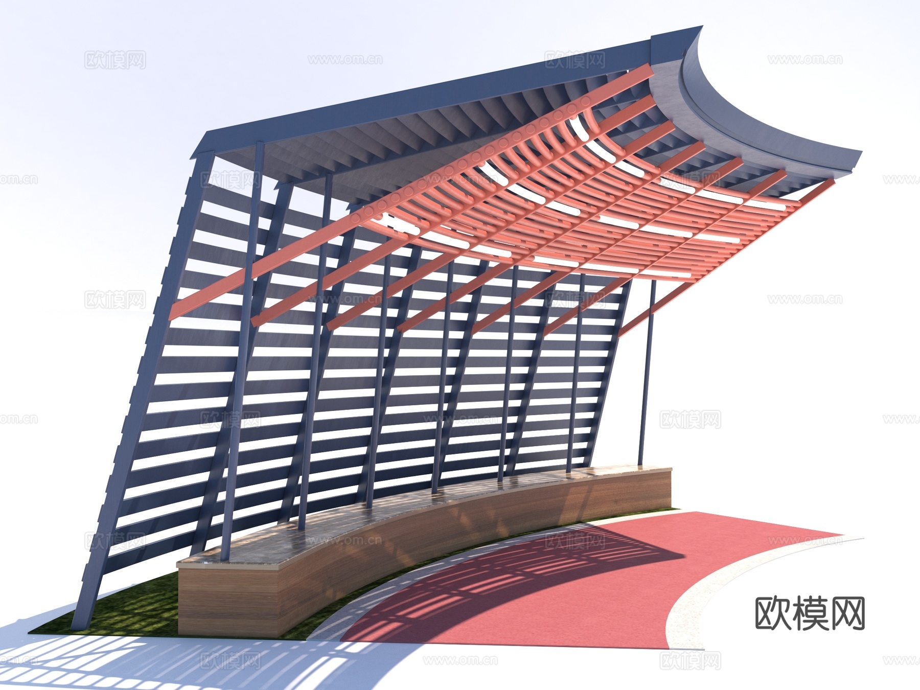 现代风格运动场遮阳棚3d模型