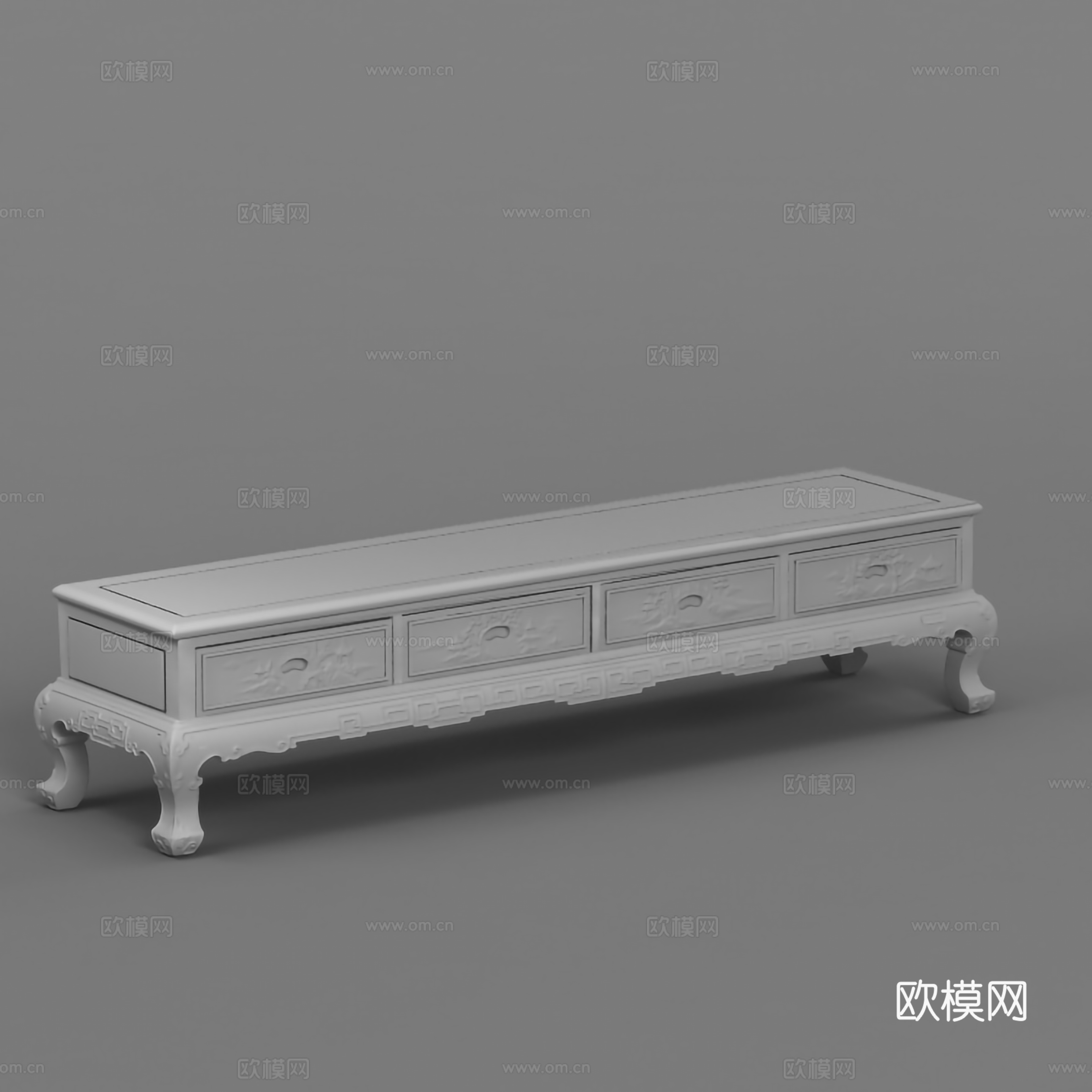 中式电视柜 雕花柜门 实木红木3d模型