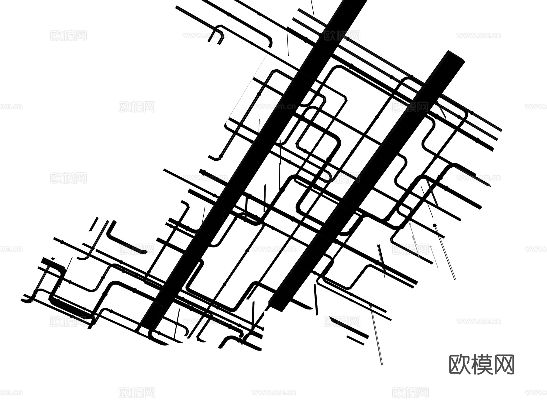 空调风机盘管   机电天花su模型