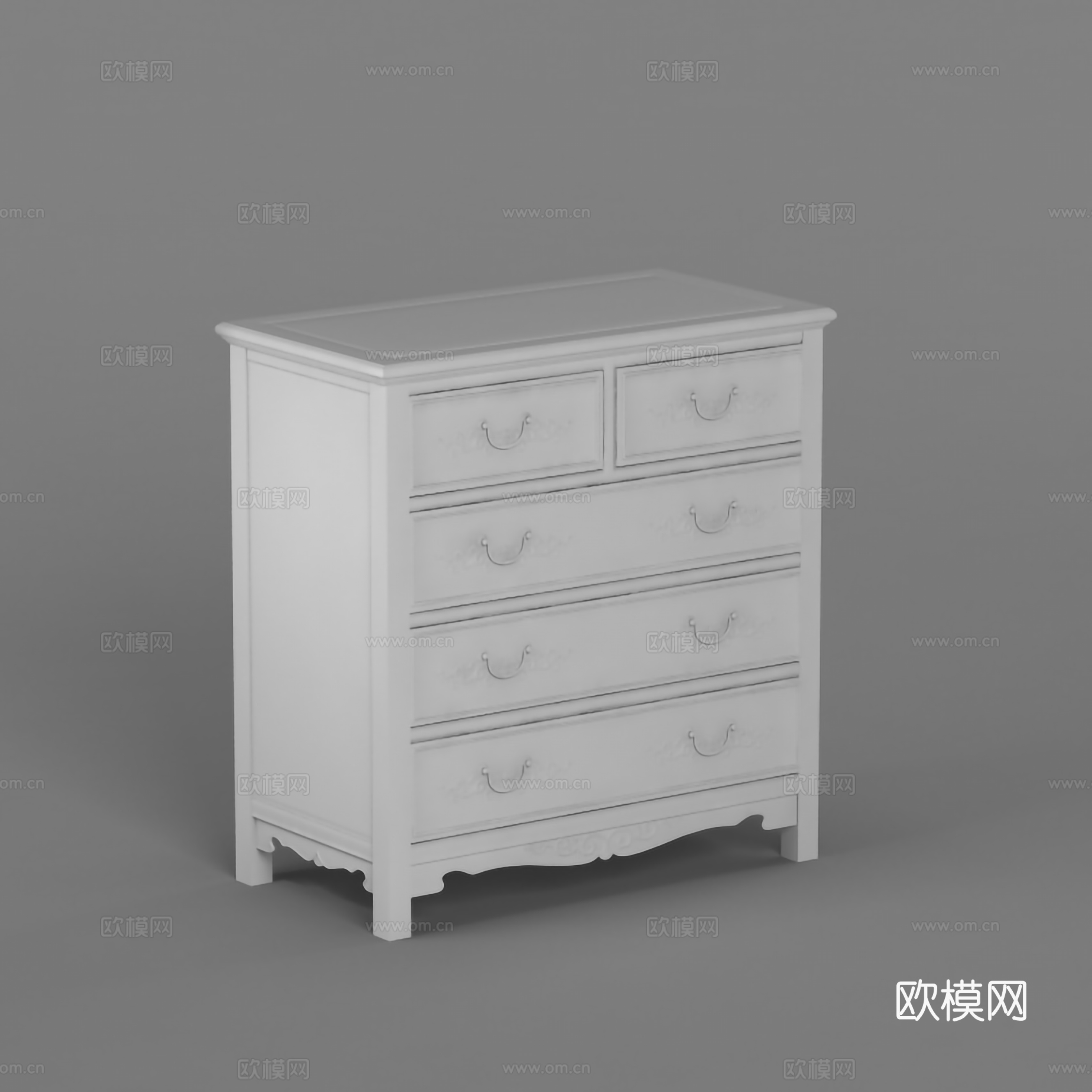 中式五斗柜 边柜 实木红木3d模型