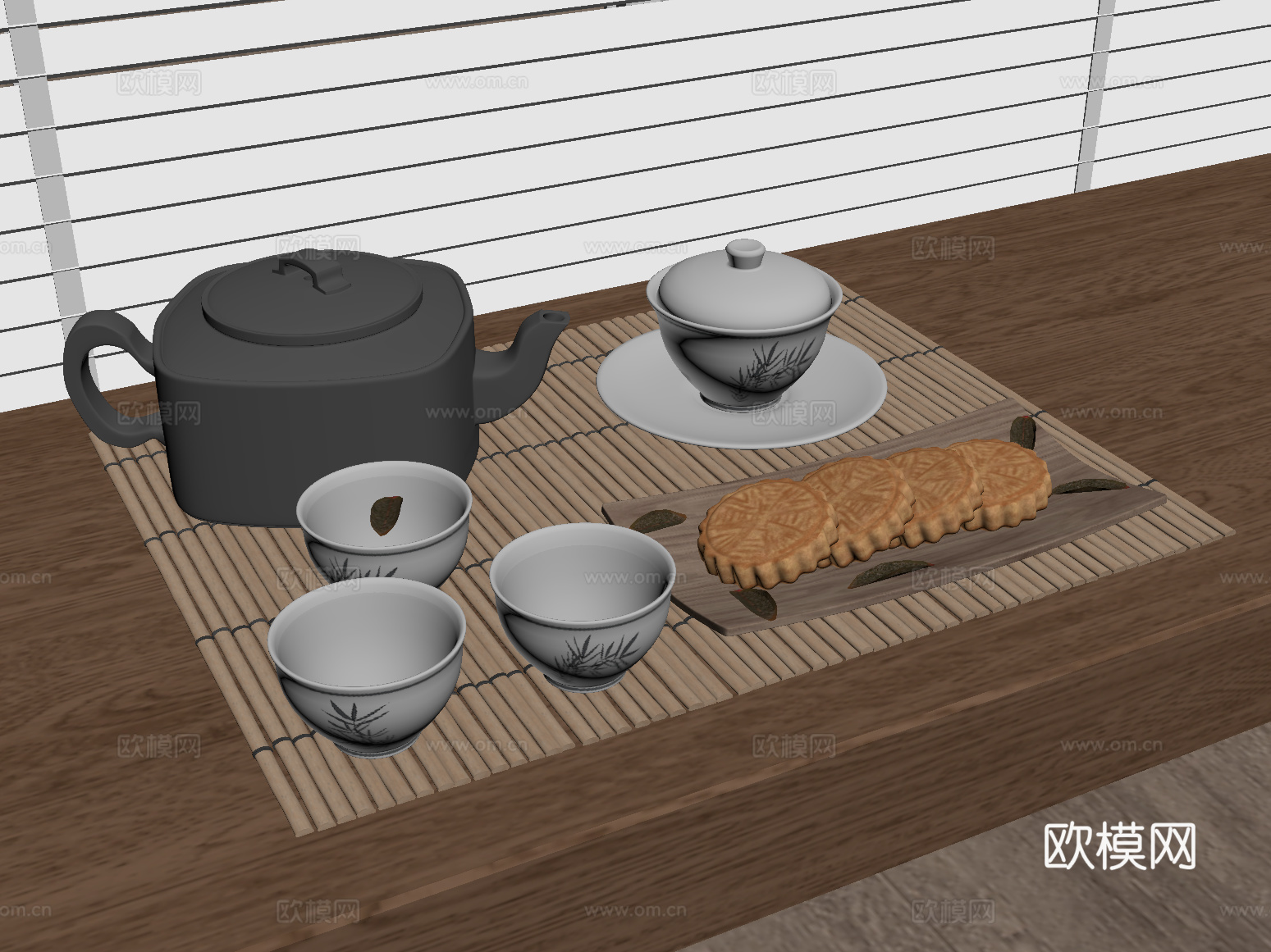 茶具 新中式茶具 茶壶 茶杯su模型