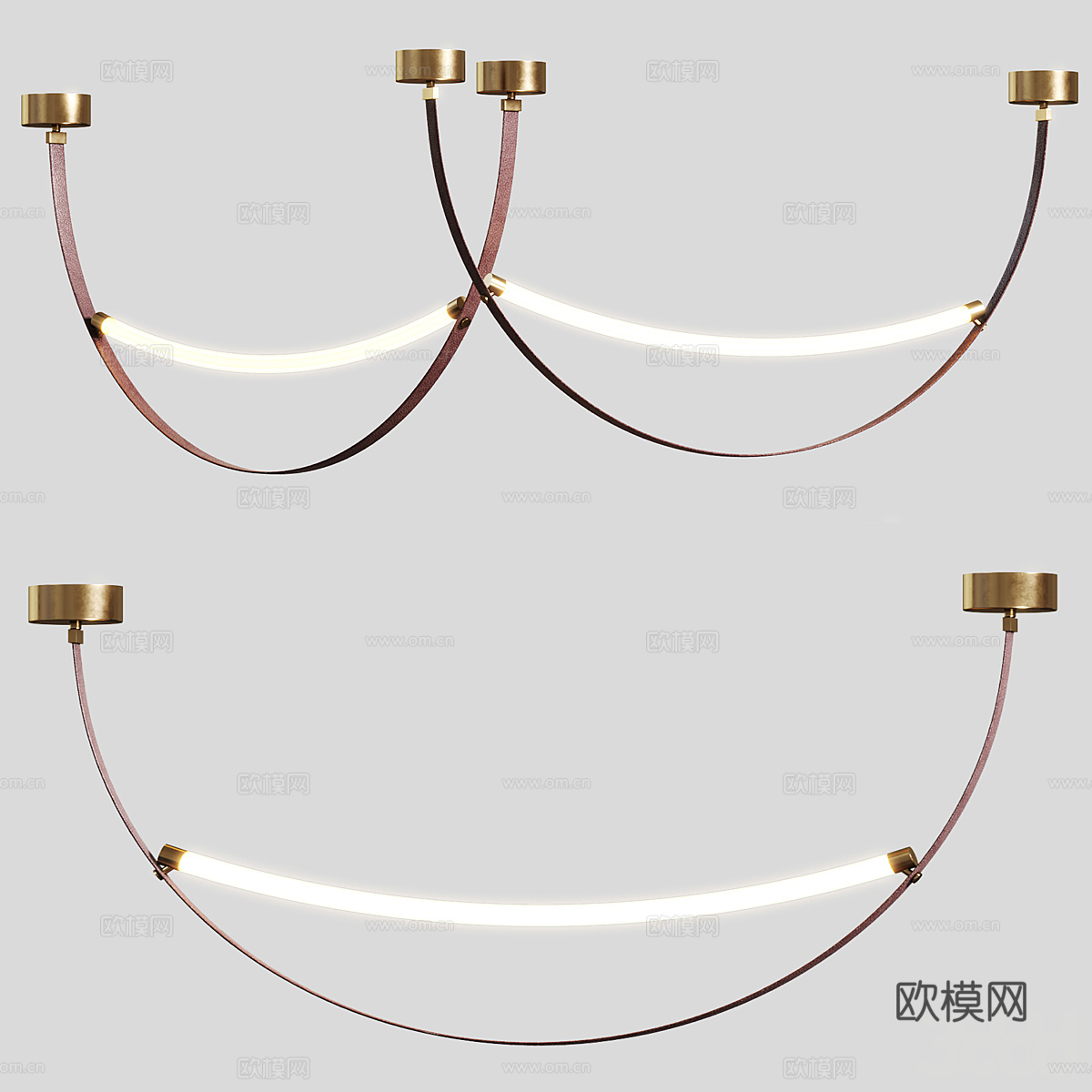 现代意式轻奢带状装饰吊灯3d模型