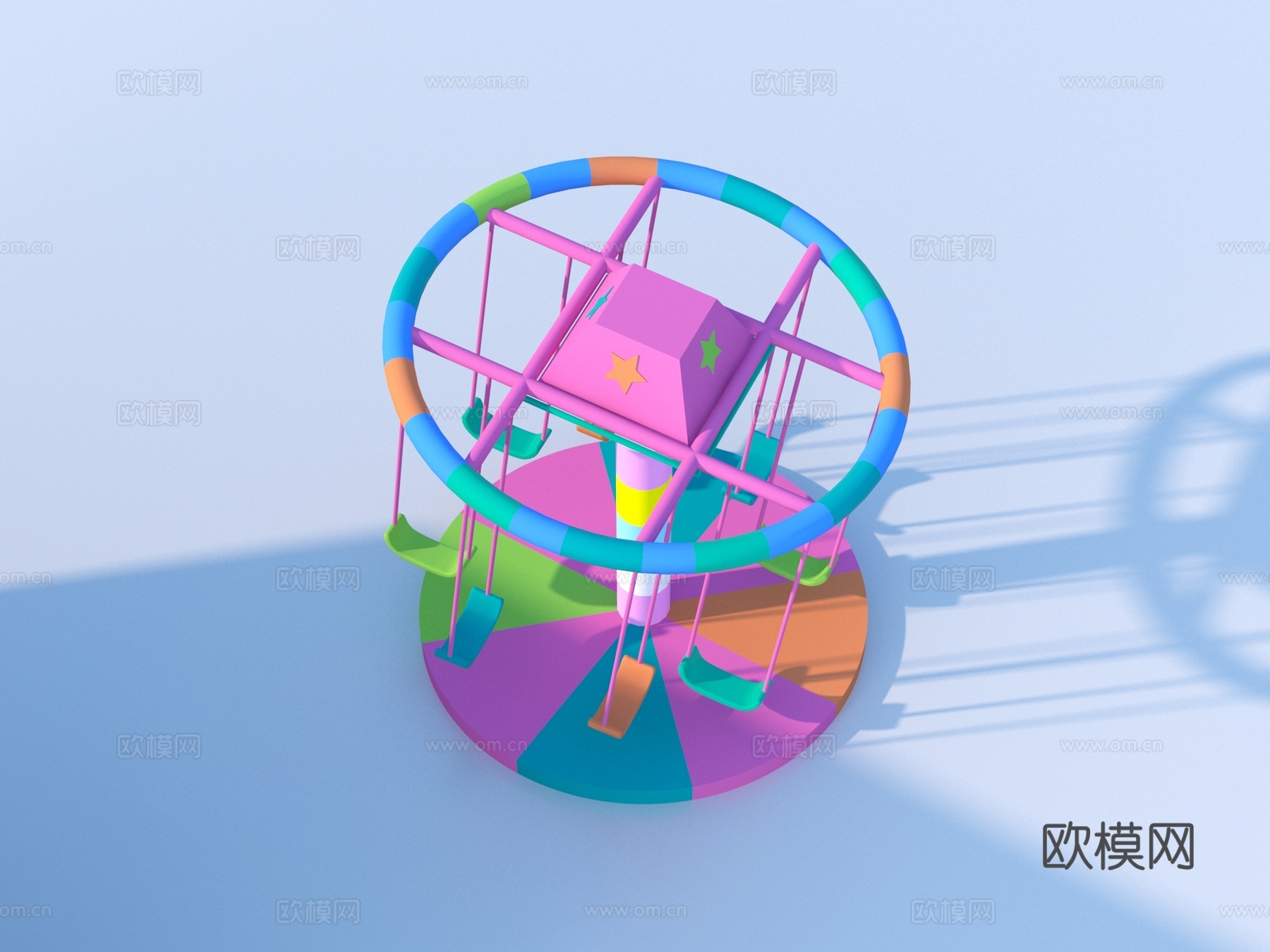 卡通玩具 儿童乐园转转乐 旋转木马3d模型