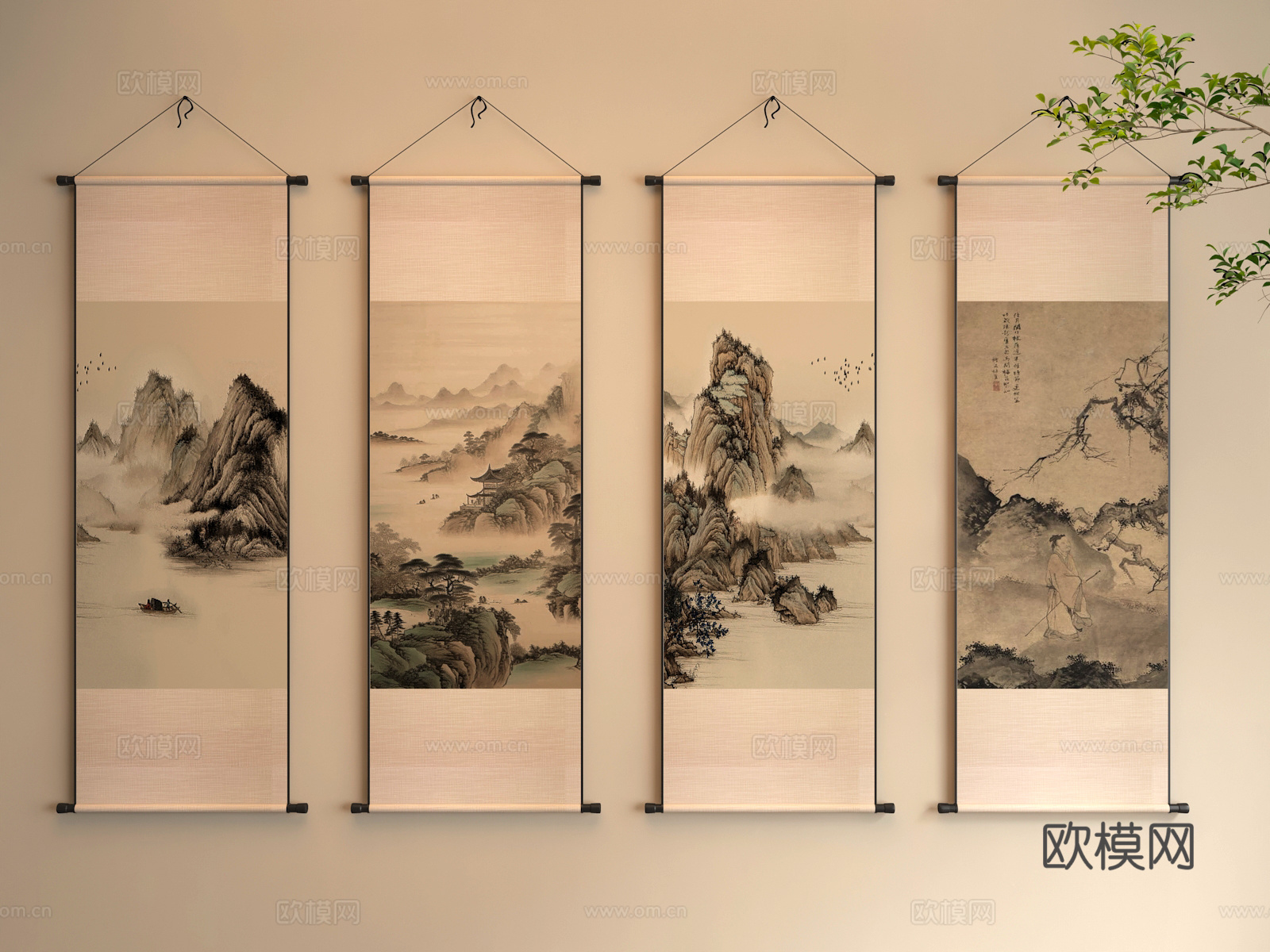 宋氏挂画中式挂画su模型